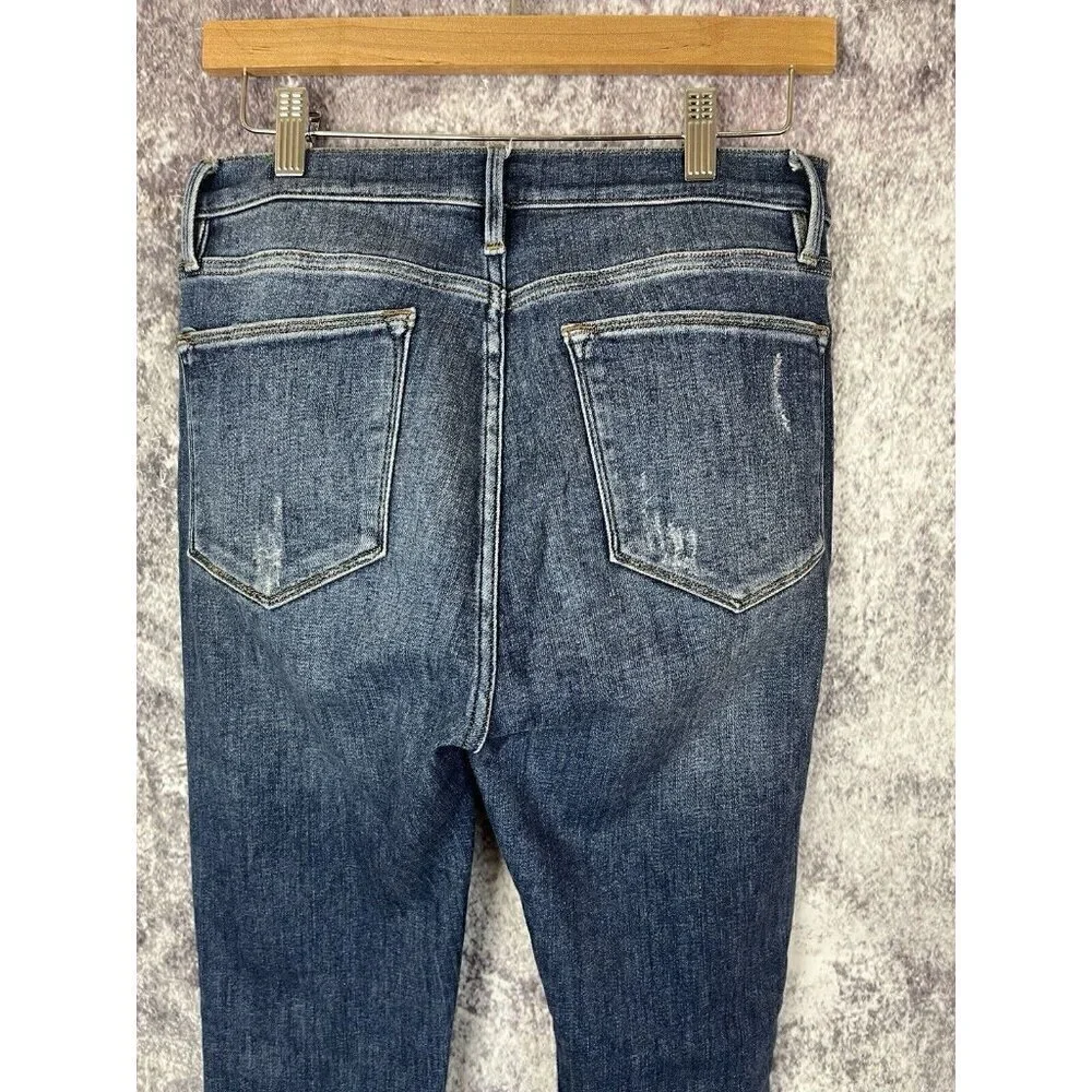 Frame Jeans Womens 30 Blue Distressed‎ Denim Le High Skinny Sleek Boho Indie Art